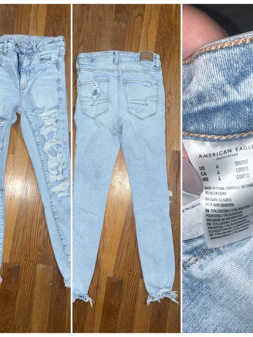 American Eagle Outfitters Light Blue Distressed Skinny Jeans